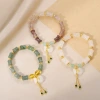 New Chinese-style golden thread jade lucky bag bracelet, Tianshan jade bamboo joint money bag bracelet, ethnic style single-circle jade jewelry details Picture